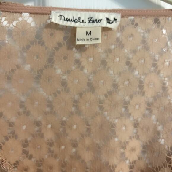 Double Zero Blouse Top Size Medium Blush Open Back Laced Bodice Bell Sleeve - Picture 6 of 8